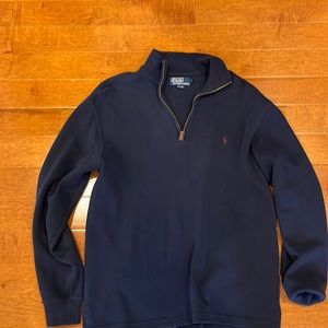 Ralph Lauren quarter zip navy blue red logo